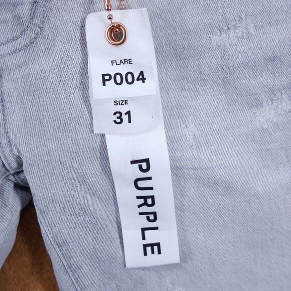 PURPLE BRAND Mens Jeans Size 31 Light Gray Wash Flare Leg Slim Fit P004 $320 - Picture 2 of 8